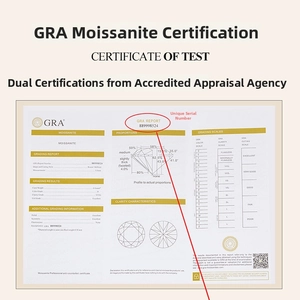Official GRA certificate for 0.5ct D VVS1 moissanite stone showing technical report details