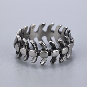 Retro punk keel shaped stainless steel ring with vintage silver finish for men and women