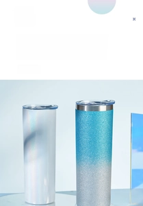 Gobelets en acier inoxydable 20oz blanc iridescent et bleu dégradé pailleté