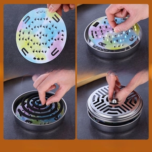 Macro detail showing how to place a mosquito coil on the stainless steel holder and cover