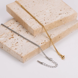 Sleek gold and silver stainless steel box chain bracelets with adjustable lobster clasp