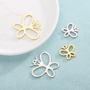 Minimalist hollow butterfly stainless steel pendants in gold and silver, 4 pieces set