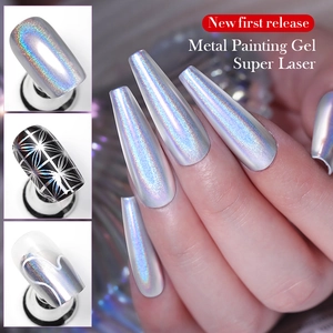 Holographic laser silver metal painting gel for nail art with high density mirror effect
