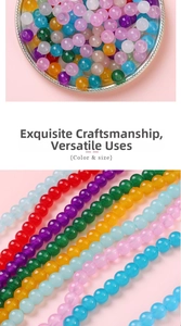 Macro detail of colorful smooth round glass beads for DIY necklaces and handmade bracelets