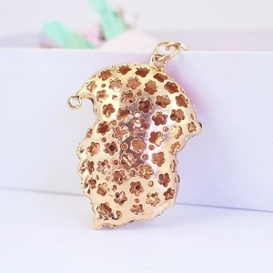Cute rhinestone Santa Claus head keychain with hollow gold metal pendant for gift