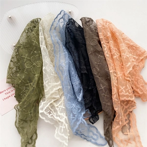 Floral lace triangle scarves set in multiple colors for hair styling and neck decor