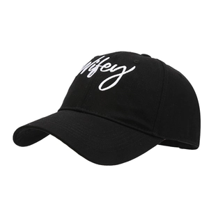 Classic black baseball cap with white Wifey embroidery and pre-curved sun brim