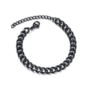 Classic 18k gold plated black titanium steel Cuban link bracelet with lobster clasp closure