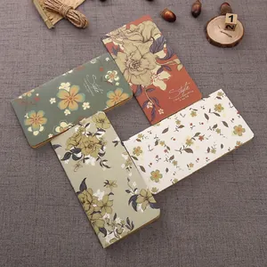 Vintage Floral Notebook Portable Journal With Kraft Paper Inner Pages Stitched Binding Minimalist Style Writing Pad