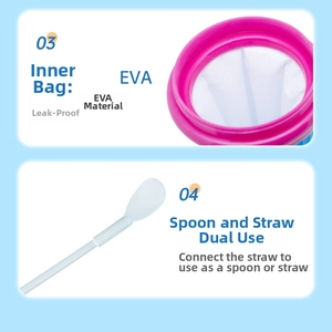 Detail of 500ml slushie maker EVA inner bag and dual-purpose spoon straw tool