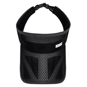 Breathable black mesh sun visor hat for sports with adjustable buckle and SPORT label