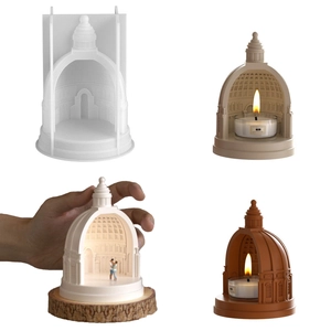 Pantheon Castle Candlestick Silicone Mold Roman Architecture Dome Palace DIY Resin Gypsum Aromatherapy Stone Home Decor