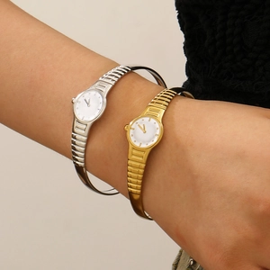 Vintage minimalist stainless steel watch bracelet in gold and silver finishes