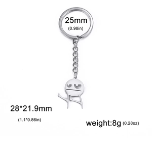 Portachiavi divertente Stickman in acciaio inossidabile con anello da 25mm e peso 8g