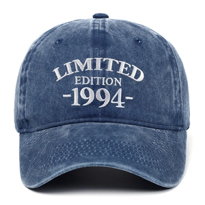 Navy blue washed denim baseball cap with white 1994 Limited Edition embroidery