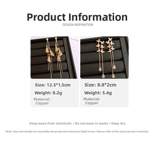 Detail specifications of 18K gold plated copper earrings with size and weight info