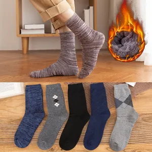 Thick winter thermal crew socks for men with warm fleece lining and assorted patterns