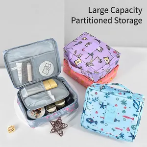 Trousse De Toilette Voyage Oxford Imperméable Grande Capacité Organisateur Maquillage Cosmétique Avec Poignée Portable