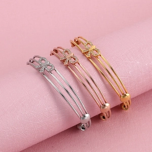 Bracelet Jonc Papillon En Acier Inoxydable Avec Zircon Strass Design Multicouche Bijoux Réglables Pour Femmes Élégant