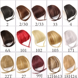 Grid view showcasing fifteen different hair colors and shade codes for bangs hairpiece