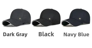 Three classic business casual baseball caps in dark grey, black, and navy blue options