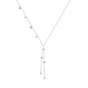 Elegant s925 silver Y-shaped necklace featuring sparkling star pendants and tassels