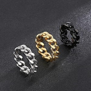 Anello Da Uomo Semplice In Acciaio Al Titanio Catena Lucida Stile Hip-hop Alla Moda Anello In Acciaio Inossidabile Gioiello
