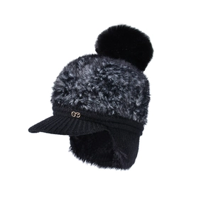 Casquette de baseball d'hiver en peluche avec cache-oreilles et logo NY doré