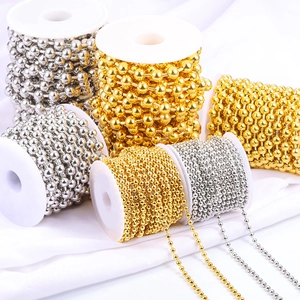 Polished stainless steel ball bead chains in gold and silver finish for DIY jewelry