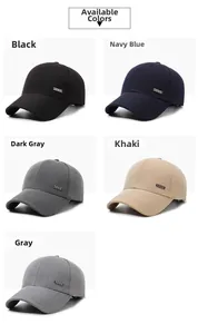 Détail des casquettes de baseball disponibles en noir marine gris foncé kaki et gris