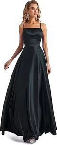 Detail of elegant satin evening dress showing the smooth fabric texture and side slit