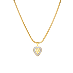 Collier cœur doré avec pendentif arbre de vie sur une chaîne serpent pour femme
