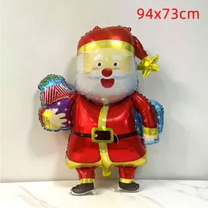 Large 94x73cm Santa Claus foil balloon with gift box for Christmas party decoration