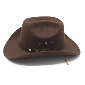 Chapeau de cowboy western marron foncé en feutre avec bande rivetée et œillets d'air