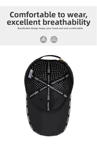 Détail de l'intérieur en maille respirante et des coutures de la casquette noire