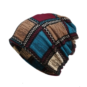 Vintage Printed Knit Slouchy Beanie Hat Polyester Warm Elastic Pullover Neck Gaiter For Men Women Autumn Winter