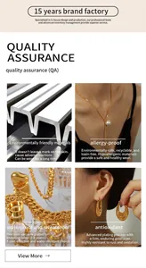 Detail of waterproof gold-plated stainless steel jewelry with tarnish resistant finish