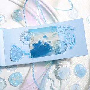 Blue glitter wax seal stickers with gold foil for DIY journals and envelope sealing