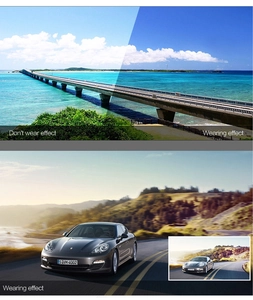 Comparación del efecto de lentes polarizadas que reduce el deslumbramiento en mar y carretera