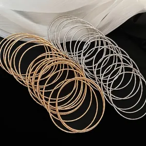 Thin Stackable Bangle Bracelets Textured Metal Glossy Fashion Jewelry For Women Minimalist Layering Elegant Accessories