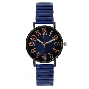 Women Fashion Quartz Watch With Elastic Metal Strap Gradient Color Dial Round Analog Ladies Wristwatch Gift For Daily Office