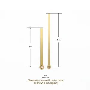 Minimalist gold quartz clock hands set model 933 with 83mm hour and 113mm minute needles