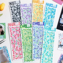 Detailed view of colorful floral pattern long sticker strips in diverse pastel colors