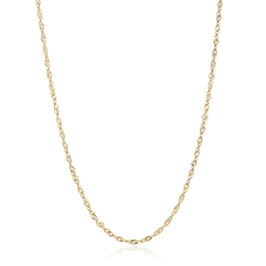 Elegant gold plated stainless steel twisted Singapore chain necklace on white background