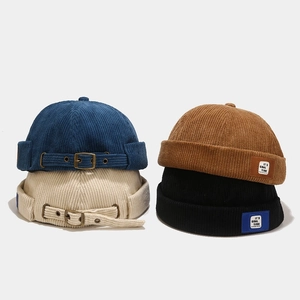 Retro Corduroy Docker Hat Brimless Beanie Adjustable Skullcap Streetwear Fashion Accessory For Men Women