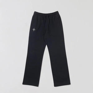 Pantalon de jogging noir classique à jambe droite avec cordon et logo étoile blanc