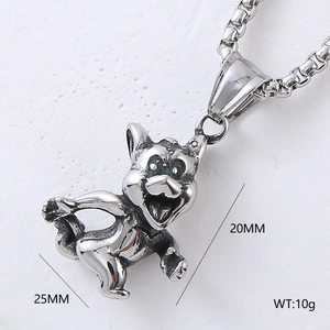 Detail view of the silver-tone punk cat pendant with 25mm by 20mm size measurements