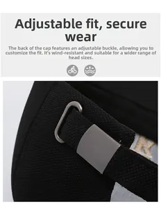 Detail der schwarzen Baseballkappe mit verstellbarer Metallschnalle und atmungsaktivem Stoff
