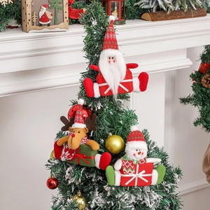 Christmas Plush Hanging Ornaments Knitted Fabric Santa Snowman Reindeer Doll Holiday Tree Decoration Indoor Party