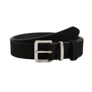 Vintage black suede wide belt with silver metal buckle for women's dresses